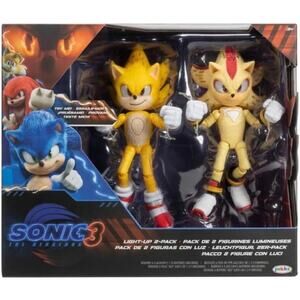 NEW Sonic the Hedgehog 3 Light-Up Action Figure - 2pk NWT